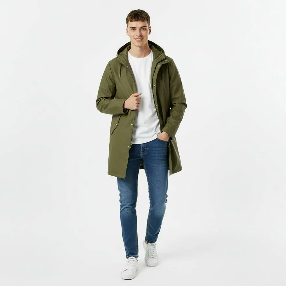 Men's Fisher Water and Wind Resistant 2.5 Layer Long Sleeve Rain Anorak