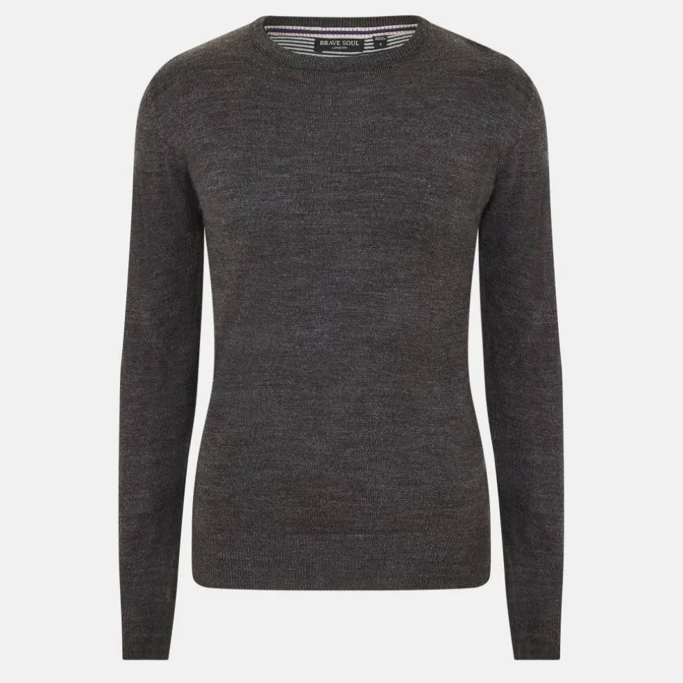 Mens Flat Knit Classic Crew Neck Jumper