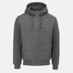 Men's Fleece Hooded Long Sleeve Hybrid Jacket