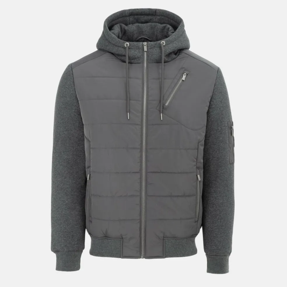 Men's Fleece Hooded Long Sleeve Hybrid Jacket