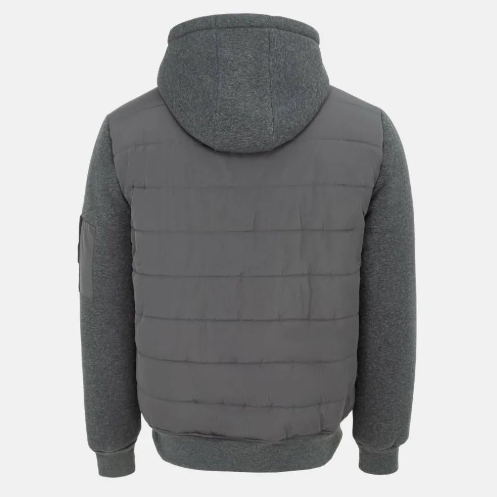 Men's Fleece Hooded Long Sleeve Hybrid Jacket