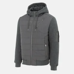 Men's Fleece Hooded Long Sleeve Hybrid Jacket