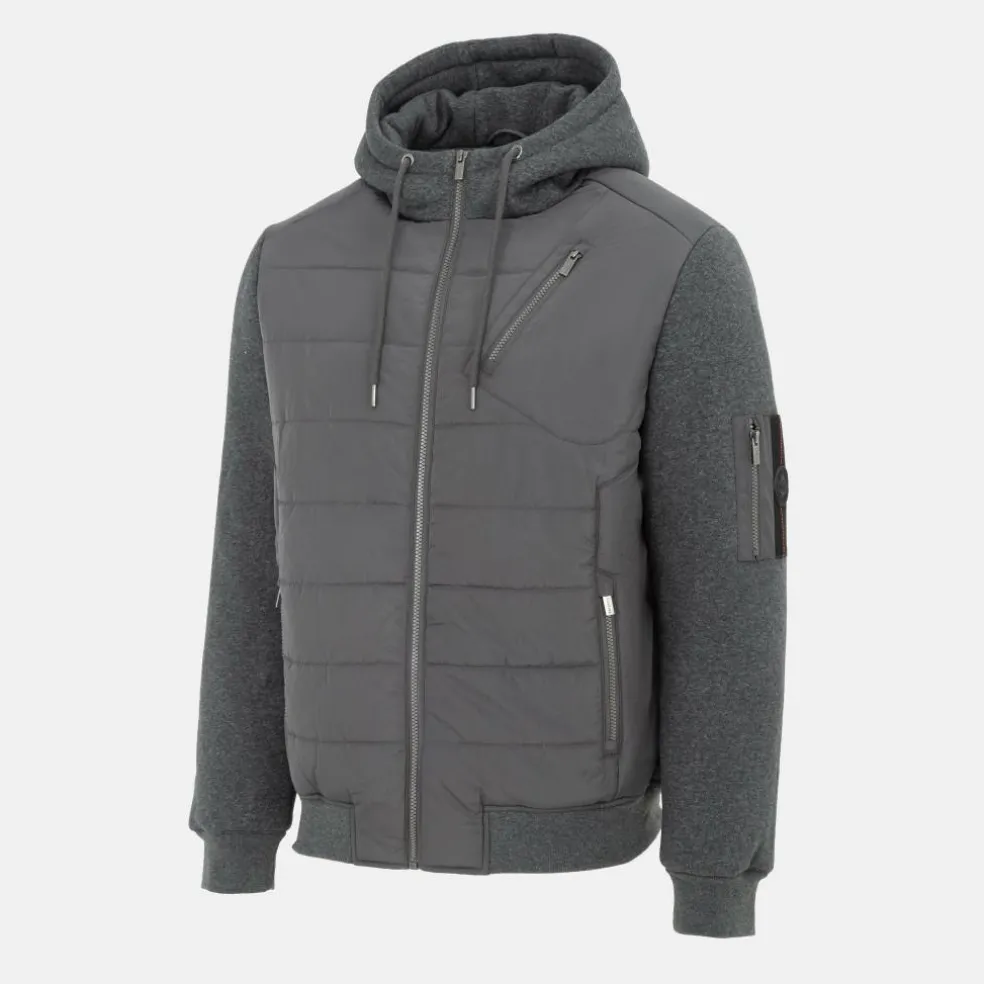 Men's Fleece Hooded Long Sleeve Hybrid Jacket