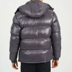 Mens Funnel Neck Puffer Jacket with Removable Hood.