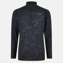 Men's GymKi Debossed Camo Quarter-Zip Long Sleeve Funnel Neck Slim Fit Performance Tracksuit Top