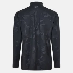Men's GymKi Debossed Camo Quarter-Zip Long Sleeve Funnel Neck Slim Fit Performance Tracksuit Top