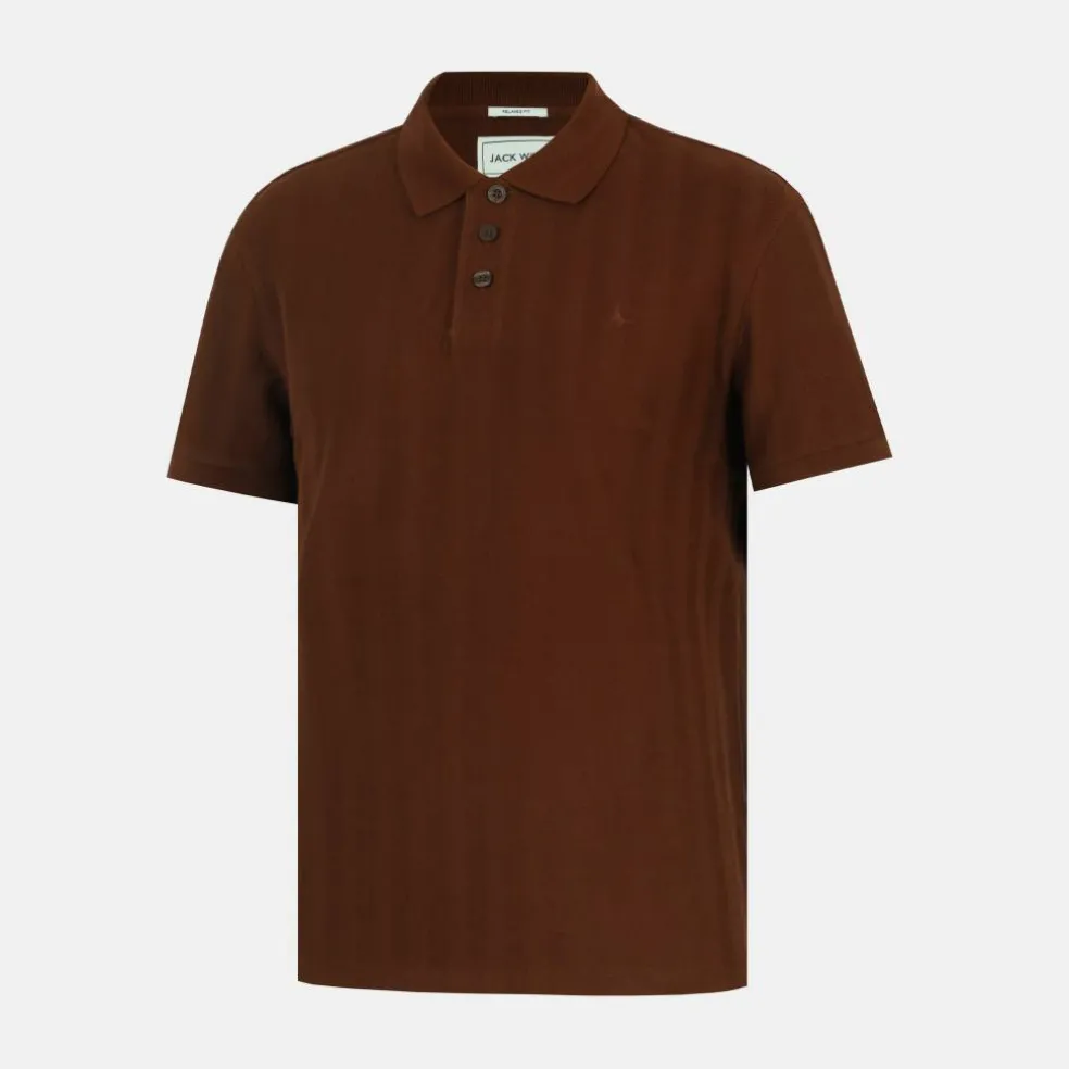 Men's Herringbone Cotton Short Sleeve Polo Shirt
