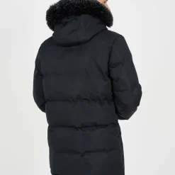 Mens Hooded Parka with Faux Fur Trimmed Hood