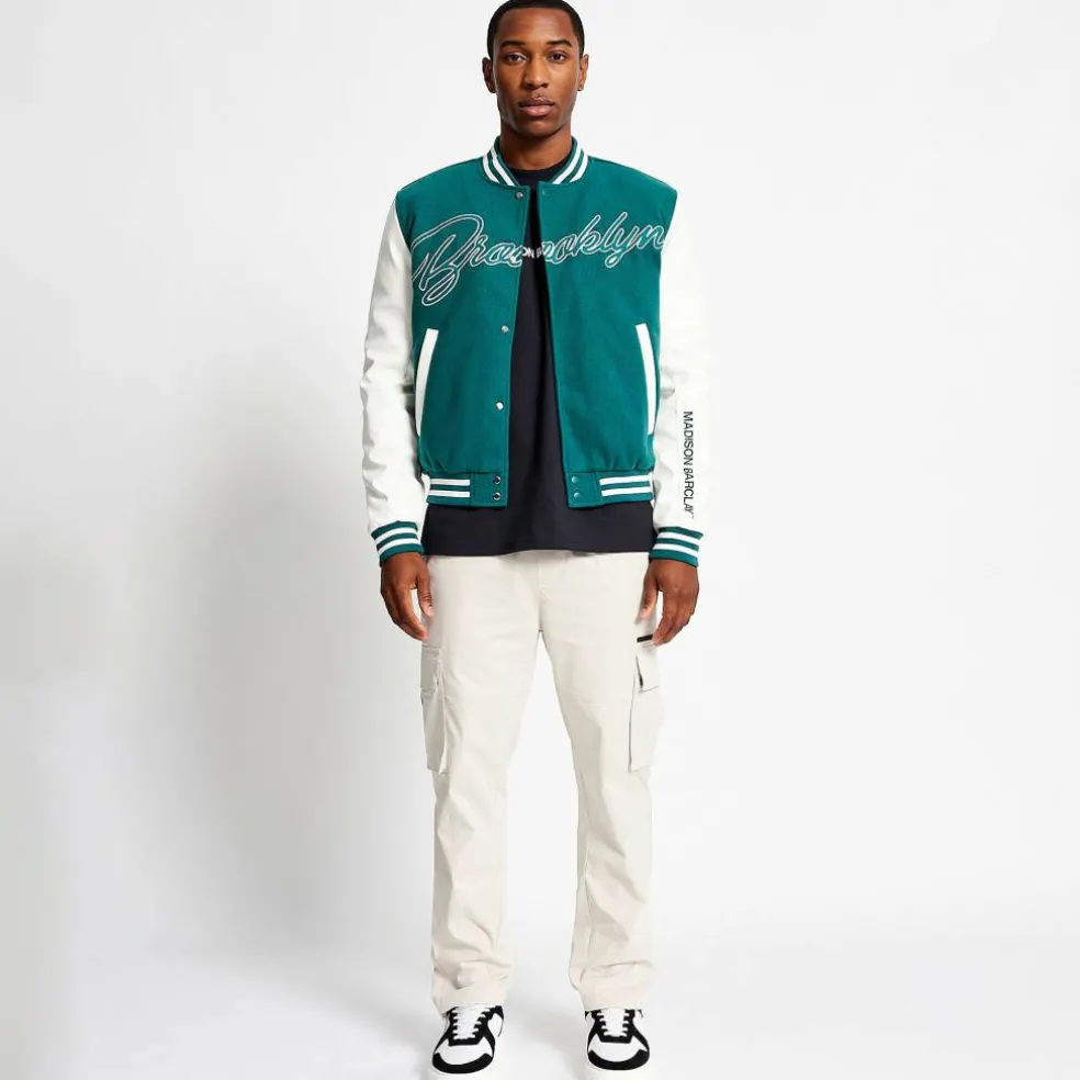 Men's Hudson Baseball Wool Forest Green Long Sleeve Varsity Jacket