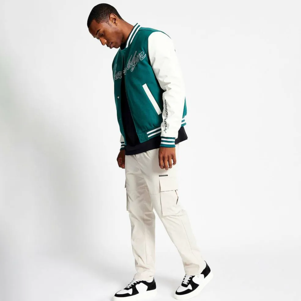 Men's Hudson Baseball Wool Forest Green Long Sleeve Varsity Jacket