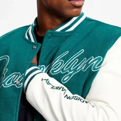 Men's Hudson Baseball Wool Forest Green Long Sleeve Varsity Jacket