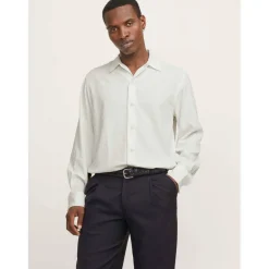 Men's Jacquard Long Sleeve Plain Shirt