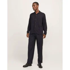 Men's Jacquard Long Sleeve Plain Shirt
