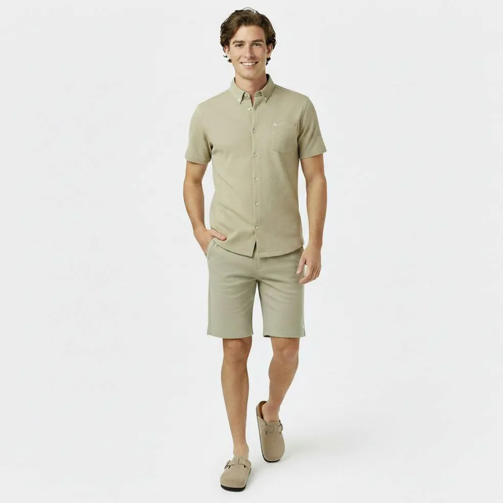 Men's JW Waffle Short-Sleeve Plain Shirt
