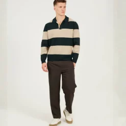 Mens Knitted V-Neck Striped Jumper