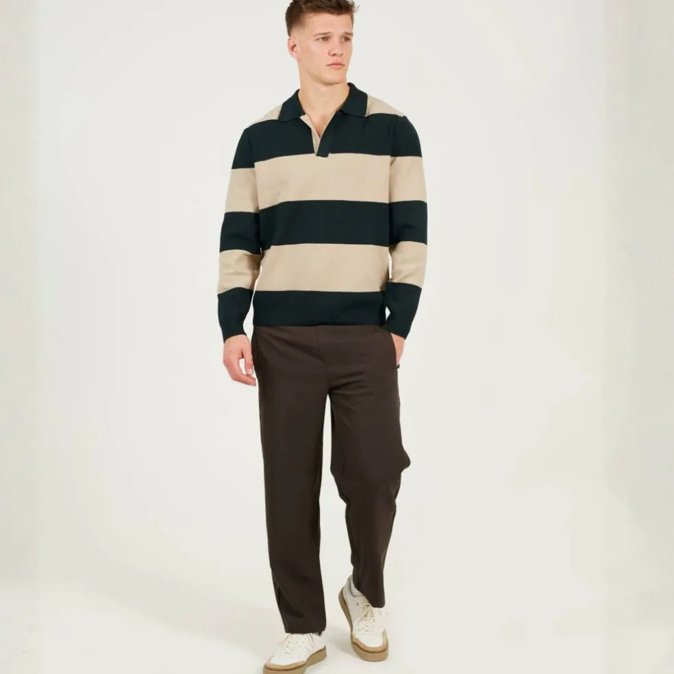 Mens Knitted V-Neck Striped Jumper