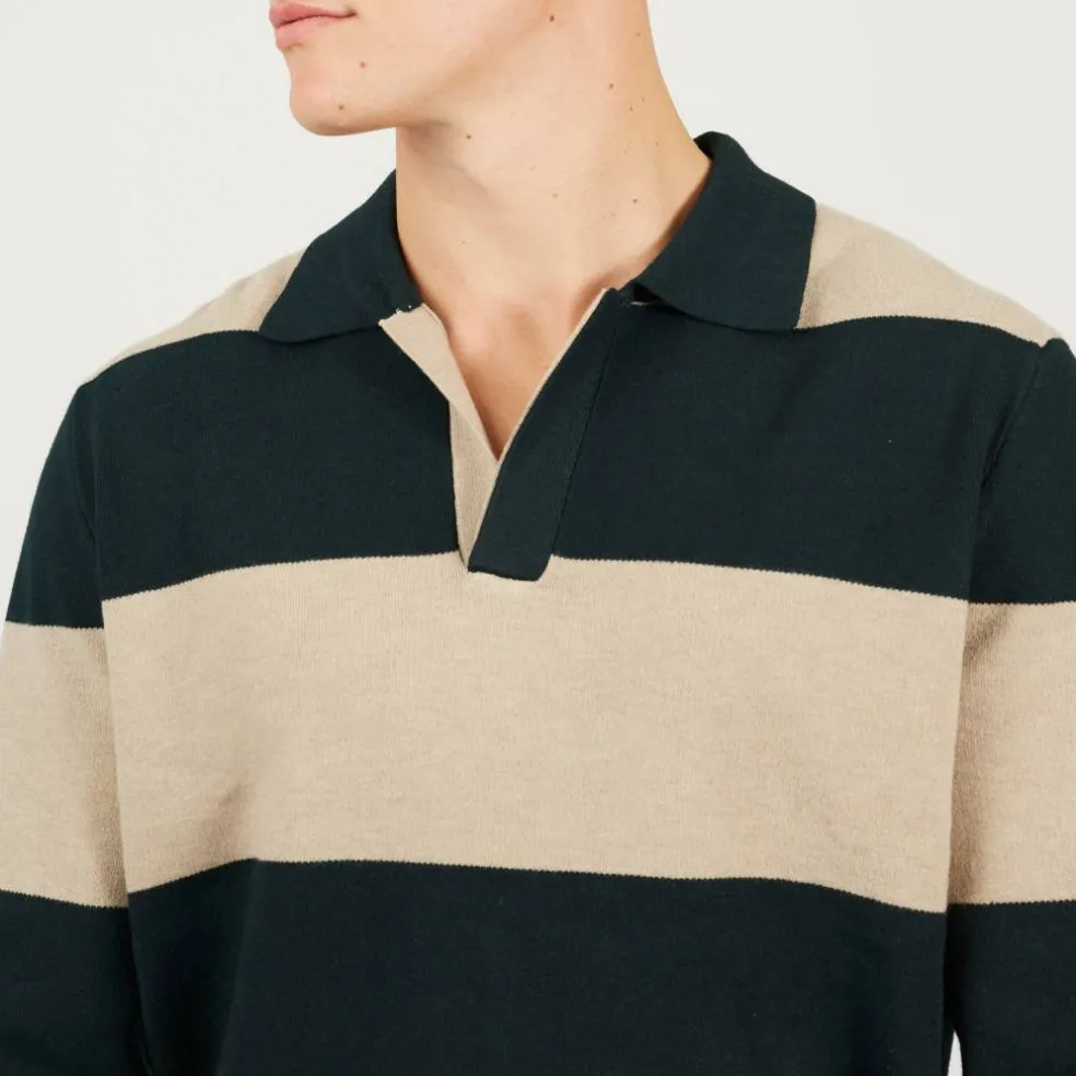 Mens Knitted V-Neck Striped Jumper