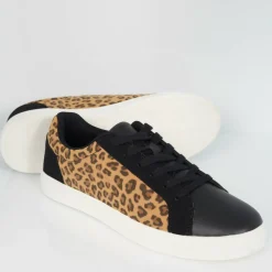 Mens Leopard Print Panel Trainers