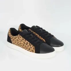 Mens Leopard Print Panel Trainers