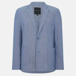 Mens Light Blue Chambray Blazer with Pockets