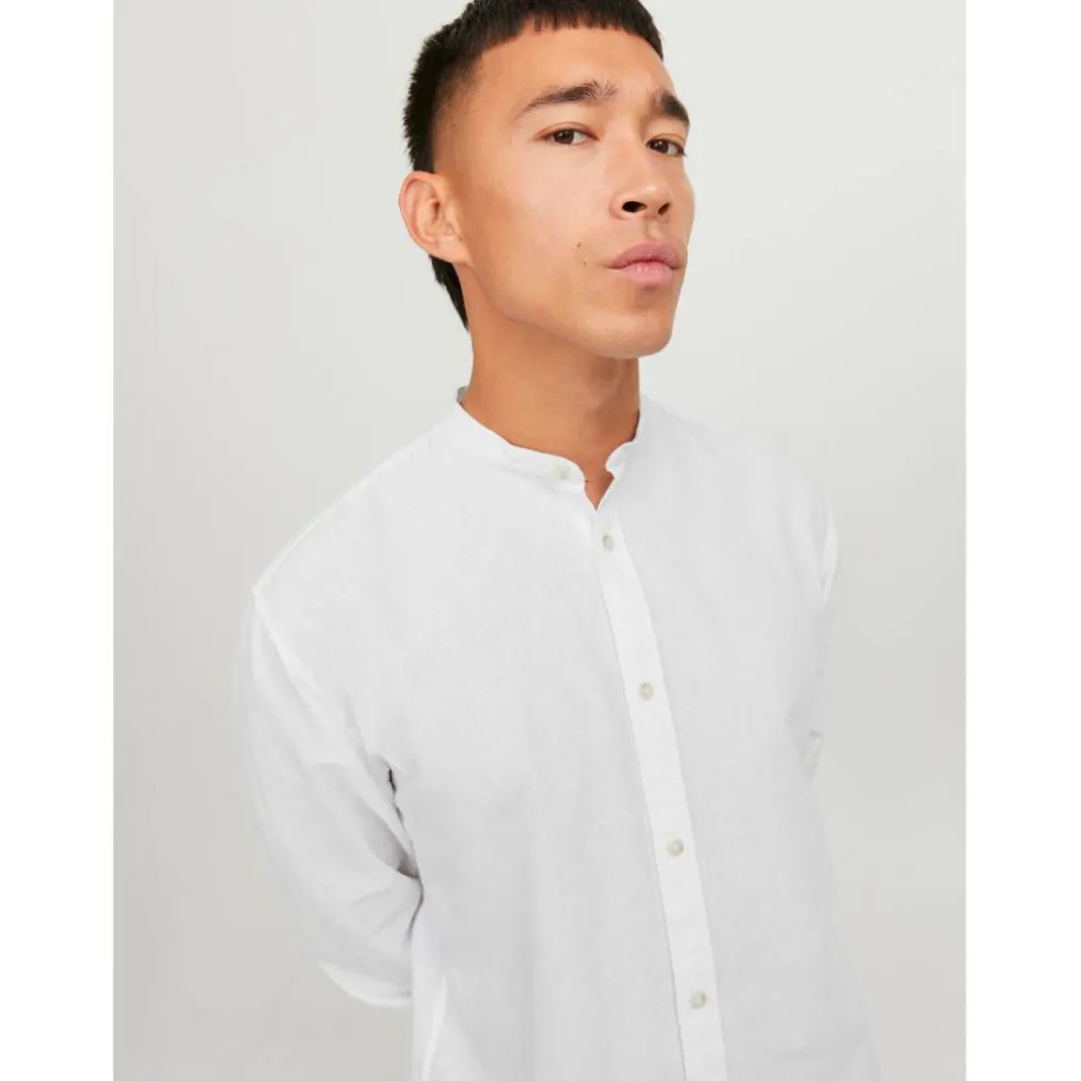 Men's Long-Sleeve Buttoned Linen Shirt