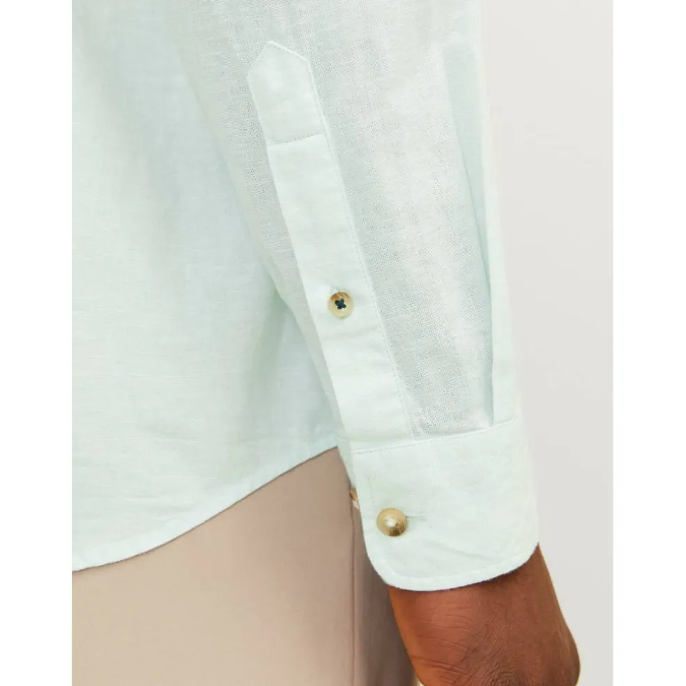 Men's Long-Sleeve Buttoned Linen Shirt