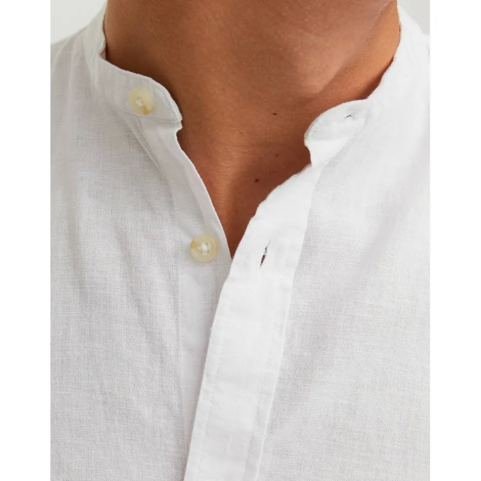 Men's Long-Sleeve Buttoned Linen Shirt