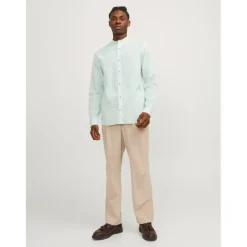 Men's Long-Sleeve Buttoned Linen Shirt