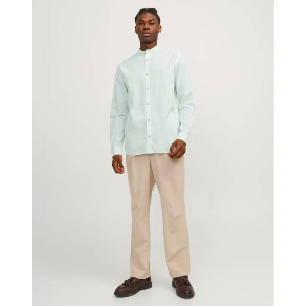 Men's Long-Sleeve Buttoned Linen Shirt