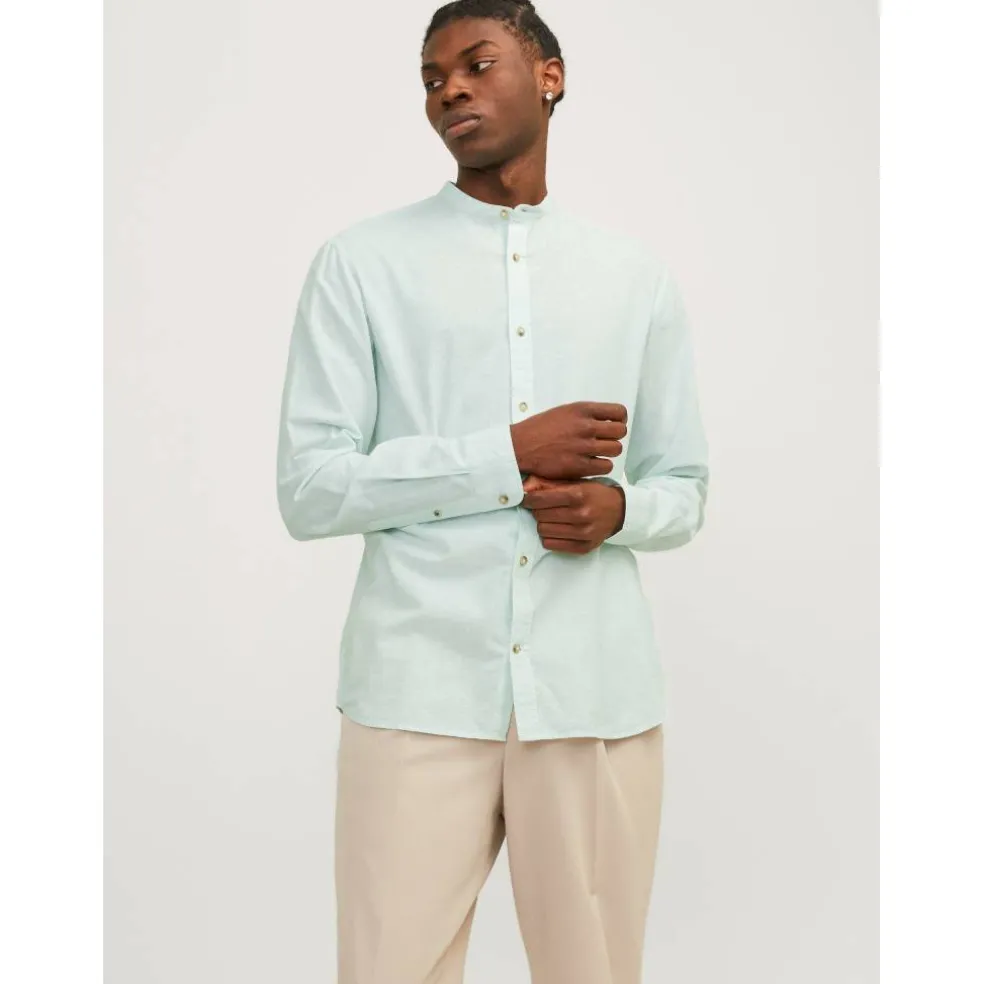 Men's Long-Sleeve Buttoned Linen Shirt