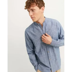 Men's Long-Sleeve Buttoned Linen Shirt