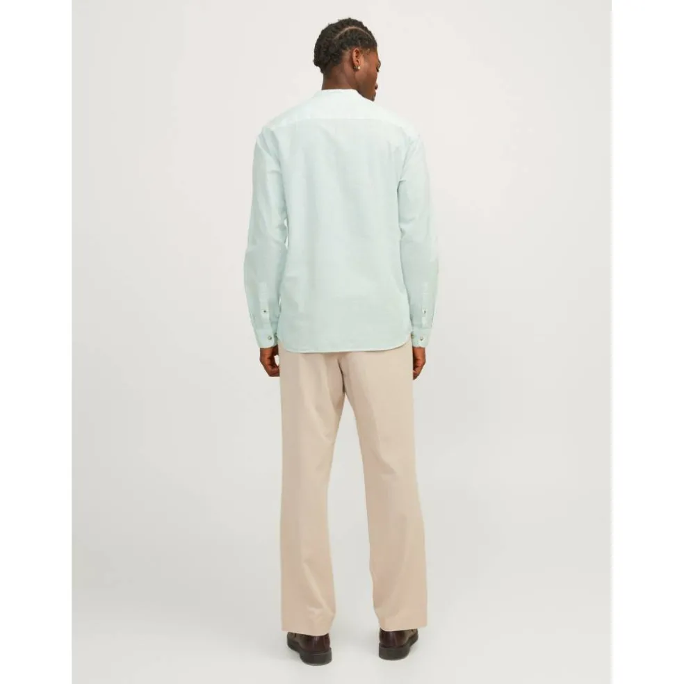 Men's Long-Sleeve Buttoned Linen Shirt