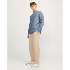 Men's Long-Sleeve Buttoned Linen Shirt