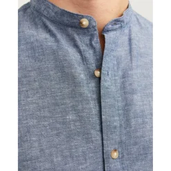 Men's Long-Sleeve Buttoned Linen Shirt