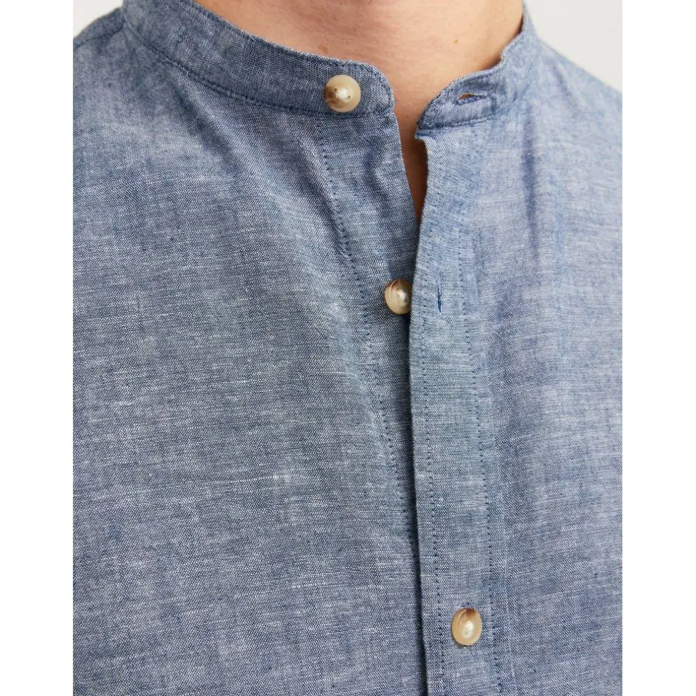 Men's Long-Sleeve Buttoned Linen Shirt