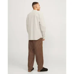 Men's Long-Sleeve Buttoned Linen Shirt