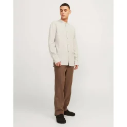 Men's Long-Sleeve Buttoned Linen Shirt