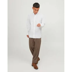 Men's Long-Sleeve Buttoned Linen Shirt