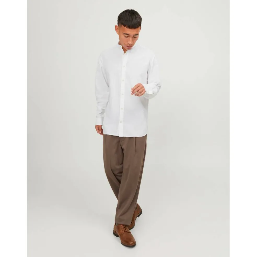 Men's Long-Sleeve Buttoned Linen Shirt