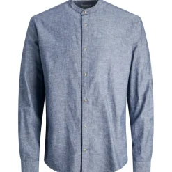 Men's Long-Sleeve Buttoned Linen Shirt