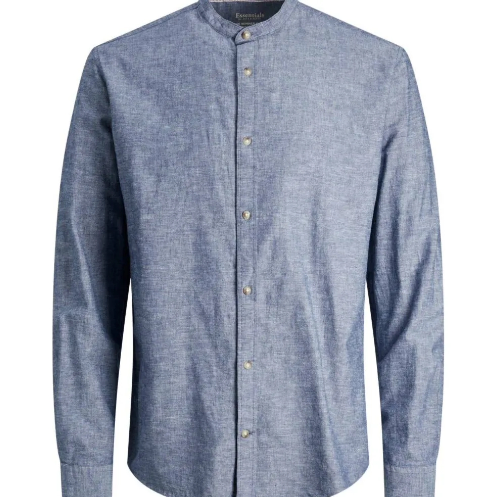 Men's Long-Sleeve Buttoned Linen Shirt