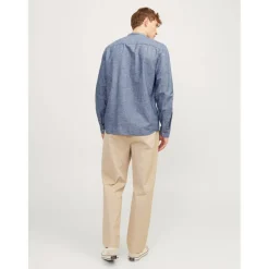 Men's Long-Sleeve Buttoned Linen Shirt