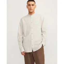 Men's Long-Sleeve Buttoned Linen Shirt