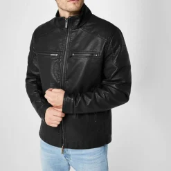 Men's Long Sleeve Faux Leather Jacket