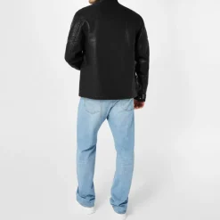 Men's Long Sleeve Faux Leather Jacket