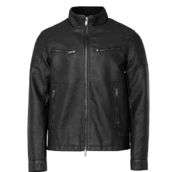 Men's Long Sleeve Faux Leather Jacket