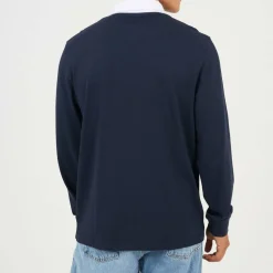 Mens Long Sleeve Rugby Shirt with Chest Print