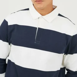 Mens Long Sleeve Striped Rugby Shirt