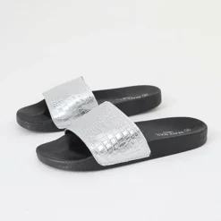 Mens Metallic Crocodile Strap Slider