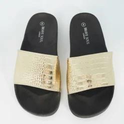 Mens Metallic Crocodile Strap Slider
